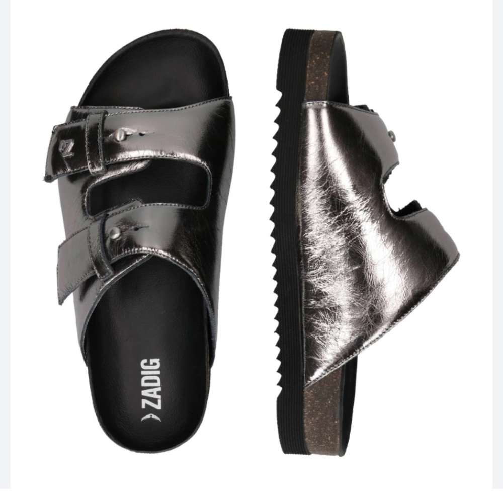 ZADIG & VOLTAIRE -Women’s Silver Alpha Metallic Leather Sandals